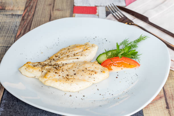 istock Grilled chicken Breasts on white plate side view 1391962290