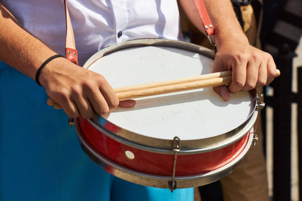 istock An old Soviet drum hangs around the neck of a pioneer 1391966351
