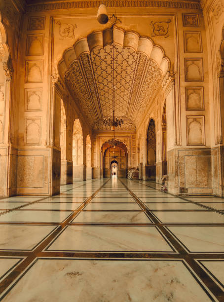Badshahi Mosque Interior Beautiful interior of Badshahi Mosque Lahore Interior islamic architecture stock pictures, royalty-free photos & images