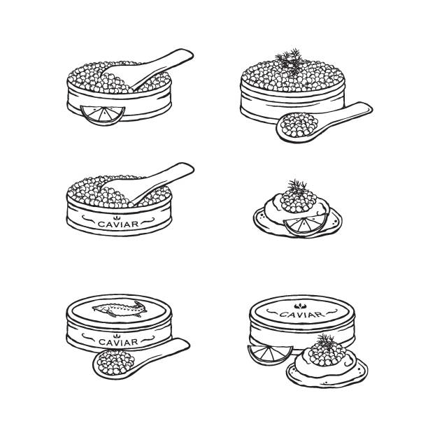 ilustrações de stock, clip art, desenhos animados e ícones de caviar set - caviar