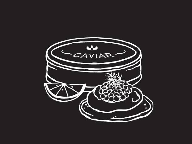 Caviar Vector illustration of caviar black and white pancakes stock illustrations