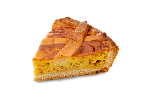 fetta di torta pastiera napoletana - biscotti orange italian culture dessert foto e immagini stock