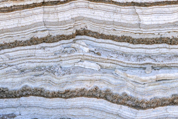 Salt layers on the Dead Sea. Abstract texture. Background. Israel