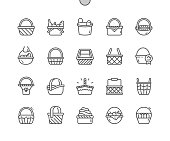 istock Wicker basket. Decorative basketry picnic containers. Home decoration. Pixel Perfect Vector Thin Line Icons. Simple Minimal Pictogram 1391967800