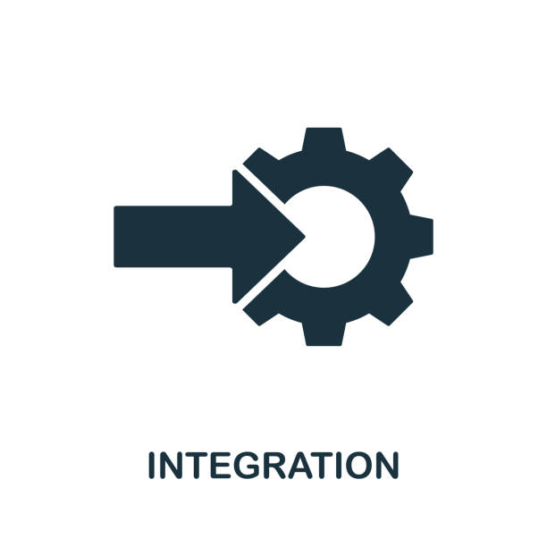 illustrazioni stock, clip art, cartoni animati e icone di tendenza di icona di integrazione. elemento semplice dalla raccolta della digital disruption. icona di integrazione riempita per modelli, infografiche e altro ancora - brilliant cut