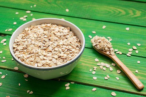 Oat flakes in a bowl