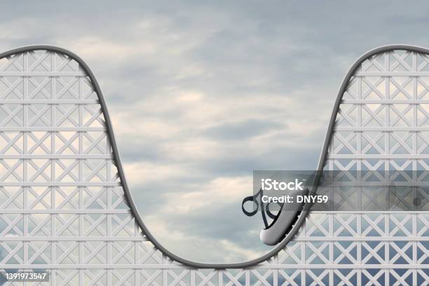 Roller Coaster Of Interest Rates And Inflation Stock Photo - Download Image Now - Interest Rate, Rollercoaster, Stock Market and Exchange