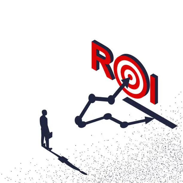 Vector illustration of ROI concept. Return on investment. ROI business marketing