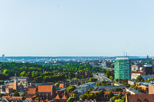 The aerial panoramic view of Warsaw new city (Poland).