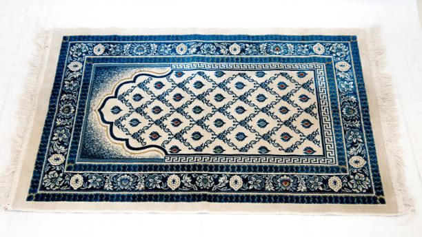 Decorated Prayer rug, mat  on white background