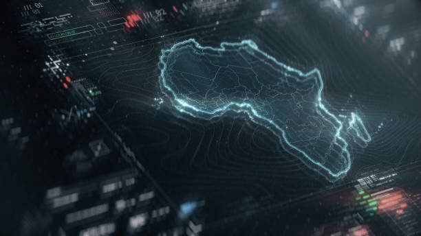 istock Map of Africa infographics on digital screen 1391979428