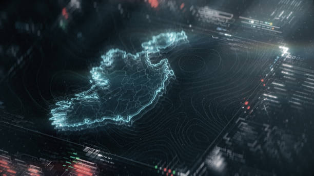 istock Map of Ireland infographics on digital screen 1391979466