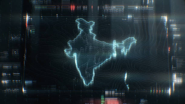 istock Map of India infographics on digital screen 1391979486