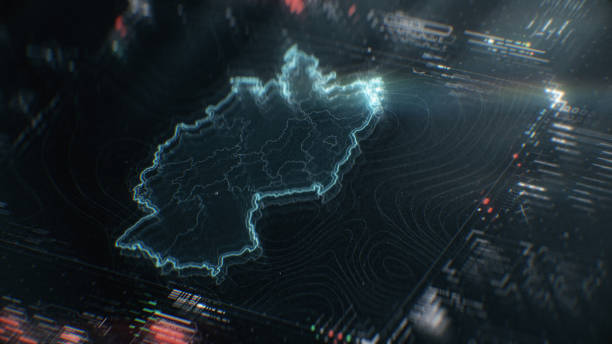 istock Map of Germany infographics on digital screen 1391979500