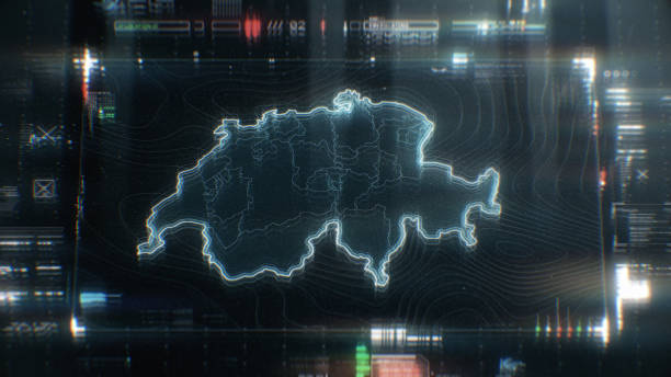 istock Map of Switzerland infographics on digital screen 1391980283