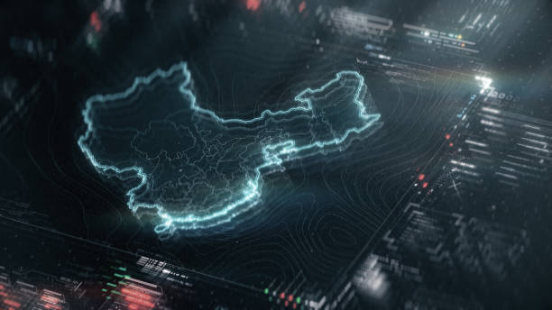 istock Map of China infographics on digital screen 1391980555