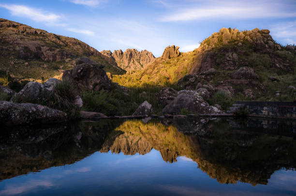 istock Mountain landscape at sunset light and reflection 1391980774