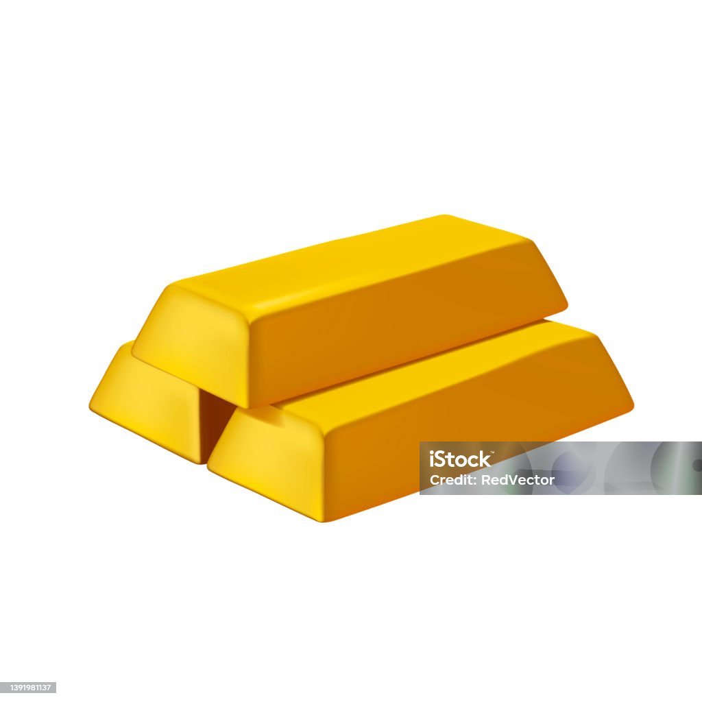 Triangle Pyramid Golden Bullion Stack Front Side View 3d Icon Realistic