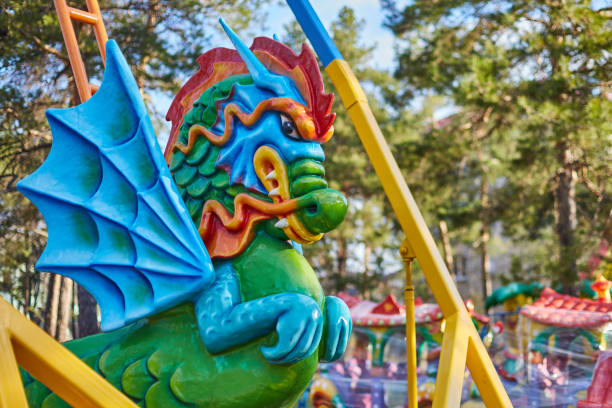color dragon in Chinese style. Attraction in the children's Park stock photo