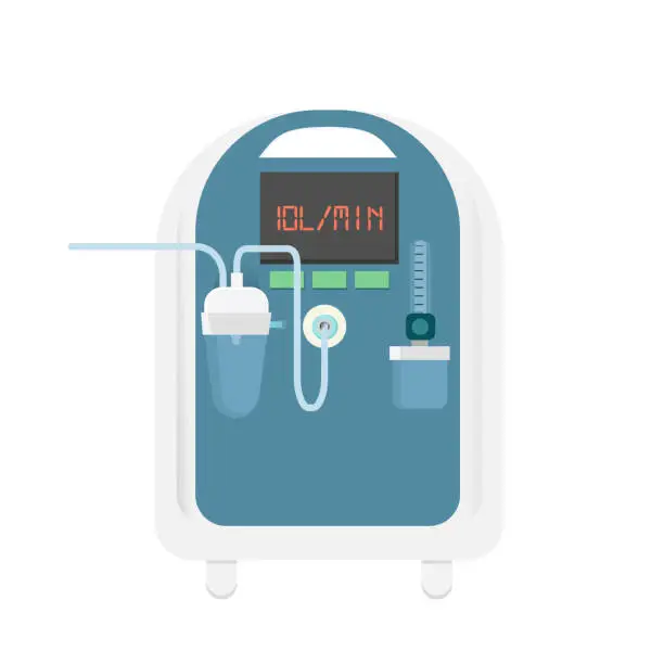 Vector illustration of Oxygen concentrator vector illustration. Oxygen supplementation device