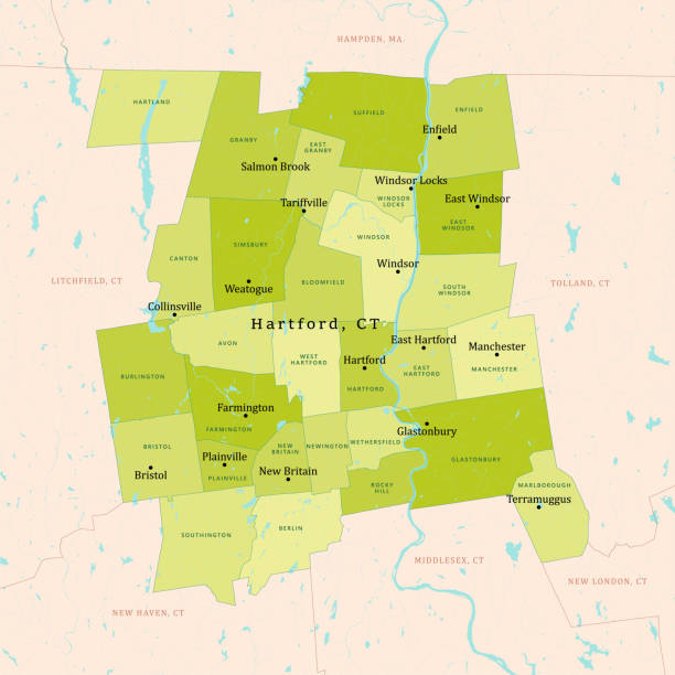 ct hartford vector mapa zielony - glastonbury stock illustrations