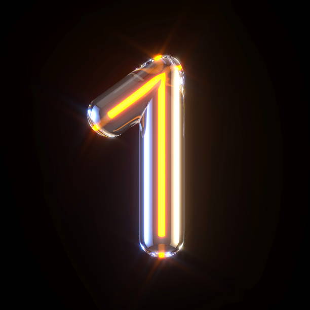 istock Glowing glass tube font Number 1 ONE 3D 1392002132