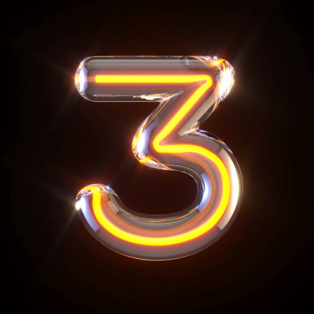 istock Glowing glass tube font Number 3 THREE 3D 1392002134