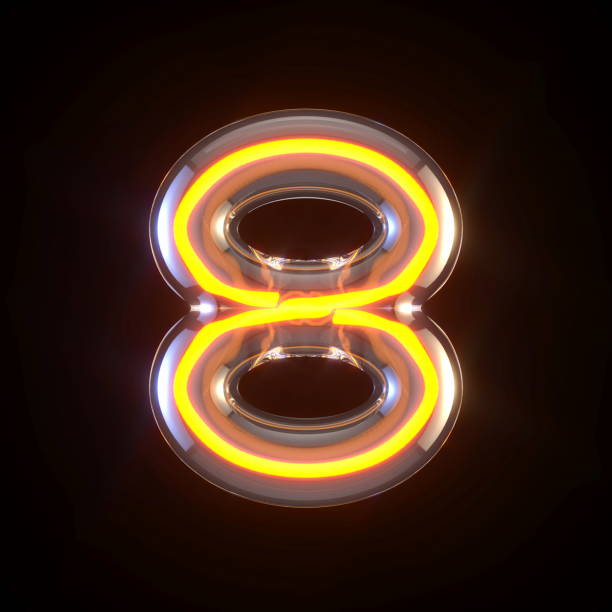 istock Glowing glass tube font Number 8 EIGHT 3D 1392002187
