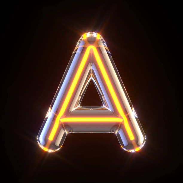 istock Glowing glass tube font Letter A 3D 1392002203