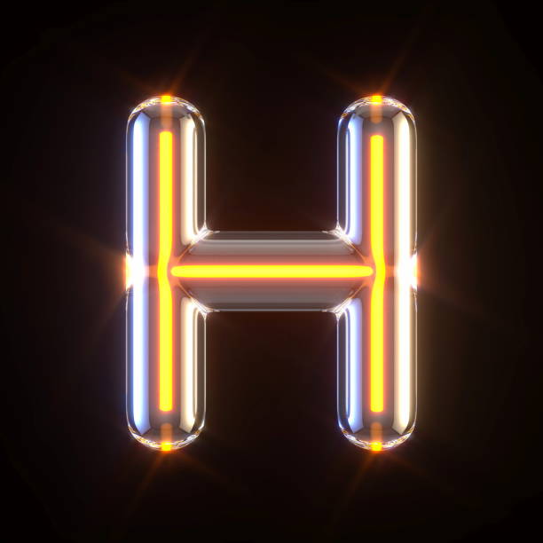 istock Glowing glass tube font Letter H 3D 1392002214