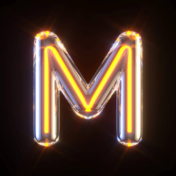 istock Glowing glass tube font Letter M 3D 1392002257