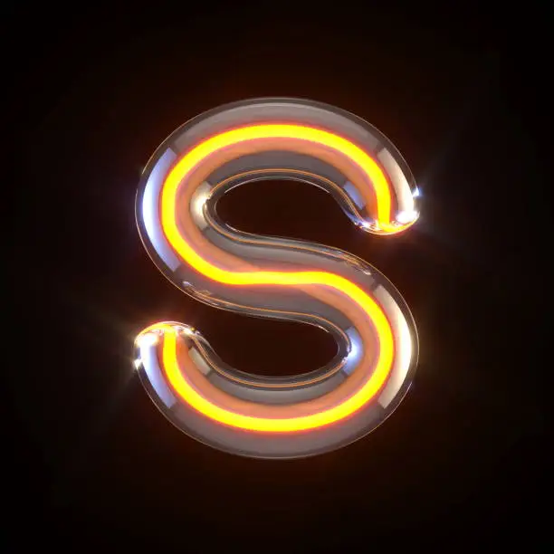 Photo of Glowing glass tube font Letter S 3D