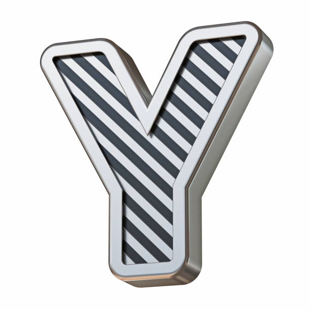 istock Stainless steel and black stripes font Letter Y 3D 1392006064