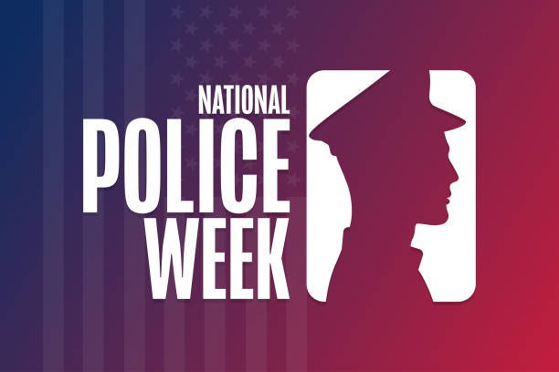National Police Week. Holiday concept. Template for background, banner, card, poster with text inscription. Vector EPS10 illustration. National Police Week. Holiday concept. Template for background, banner, card, poster with text inscription. Vector EPS10 illustration national police week stock illustrations