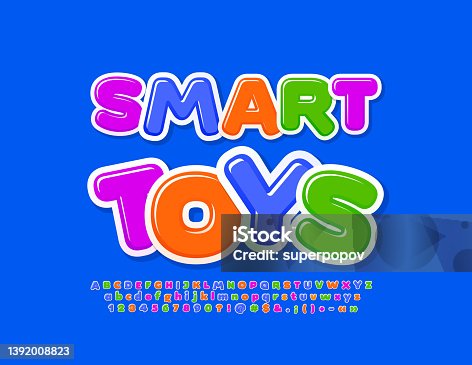 istock Vector colorful emblem Smart Toys. Childish Alphabet Letters and Numbers set 1392008823