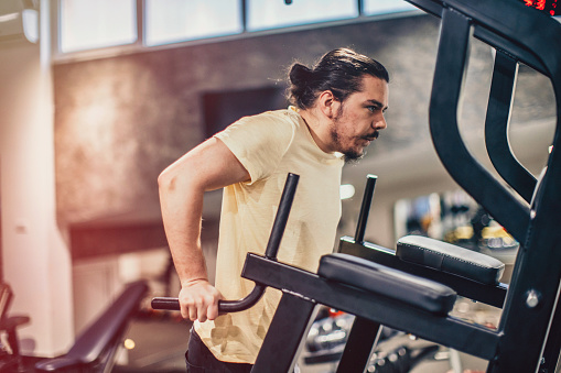 Man working out in gym