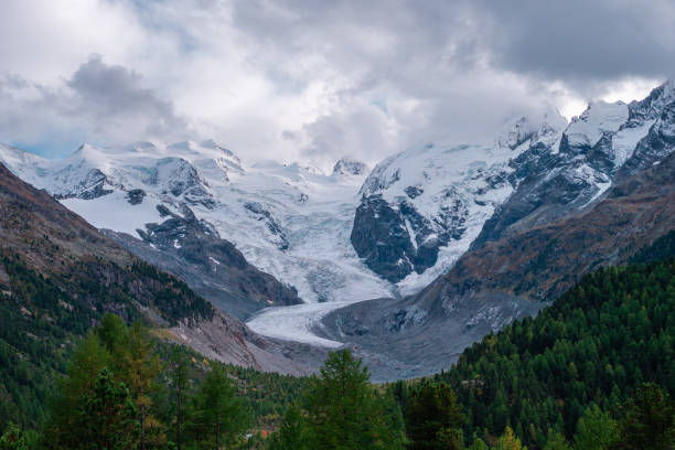 швейцарский ледник мортерач в энгадине - pontresina european alps st moritz engadine стоковые фото и изображения
