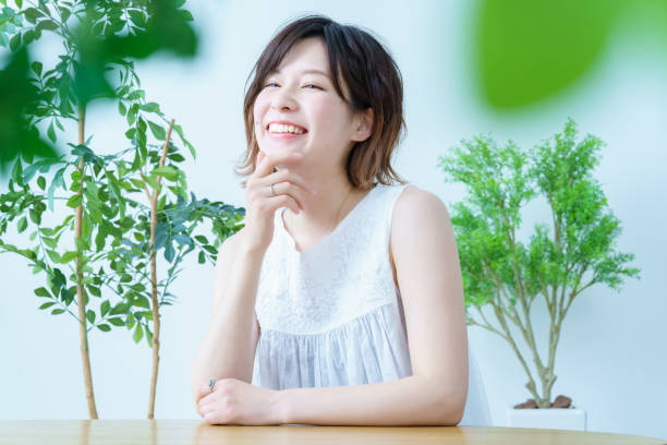 A woman with a relaxed look