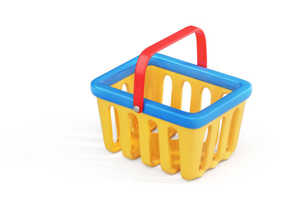 3d icon of shopping basket on a white background. 3d illustration