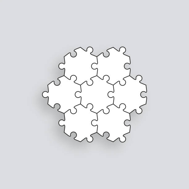 illustrazioni stock, clip art, cartoni animati e icone di tendenza di gioco di puzzle. griglia jigsaw con pezzi esagonali. illustrazione vettoriale. - jigsaw piece choice banner number