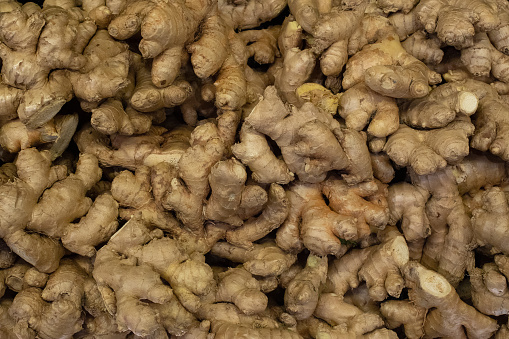 Ginger Family Roots Ginger Roots In Bulk Backdrop Stock Photo - Download Image Now ...