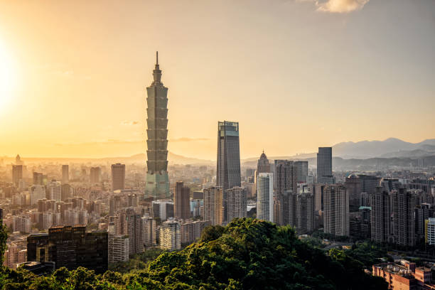 istock Panoramic Taipei cityscape at dusk 1392025925