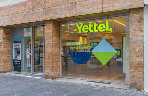Yettel Mobile Operator Company Belgrade, Serbia - March 30, 2022: New Yettel Telecommunication Company Shop in Knez Mihailova Street Downtown. knez mihailova stock pictures, royalty-free photos & images