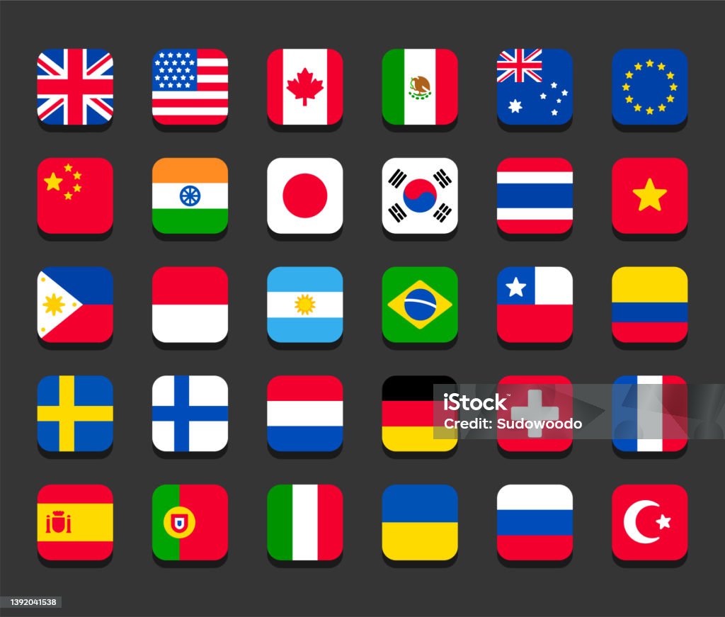 30 Country Flag Icons Stock Illustration - Download Image Now - National  Flag, Vector, American Flag - iStock
