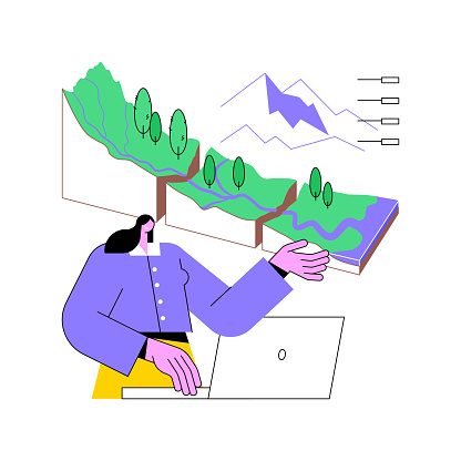 Geomorphology abstract concept vector illustration. Geomorphology type, geomorphic process, Earth science, university discipline, graduate study, geology course, applied study abstract metaphor.