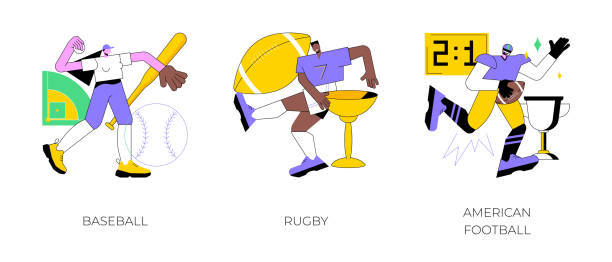 ilustrações de stock, clip art, desenhos animados e ícones de team sport abstract concept vector illustrations. - rugby cartoon team sport rugby field