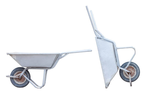 The wheelbarrow is a tool in the construction site or garden isolated on a white background included clipping path.