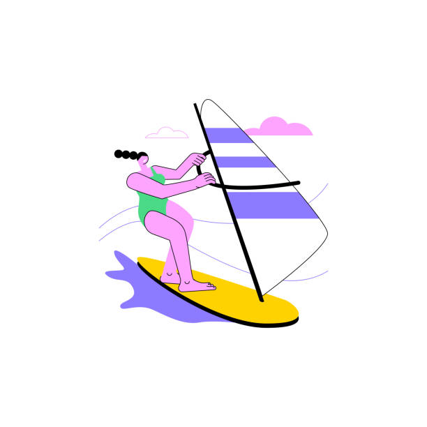 windsurfing abstrakcyjna koncepcja wektor ilustracji. - windsurfing obrazy stock illustrations