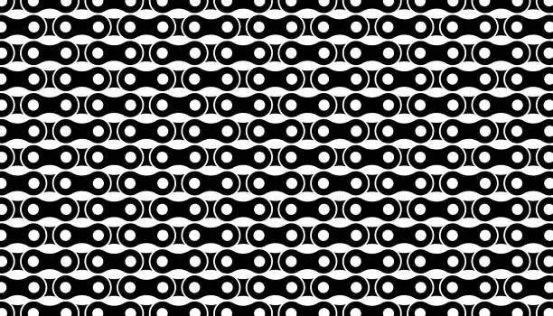 Vector illustration of Abstract chain bike pattern background. Black and white wallpaper with chains. Image Illustration.