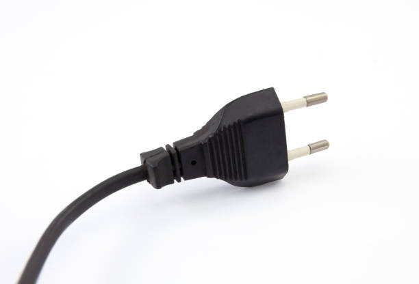 Power Plug European (Type C, 2 Pins). Electricity connector isolated on white background